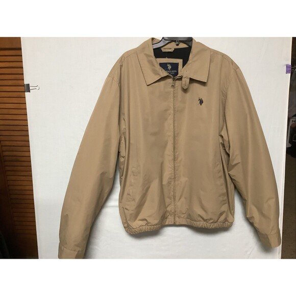 U.S. Polo Association XXL Khaki Fleece Lined Full Zip Men’s Jacket. Navy Lining - Picture 1 of 6